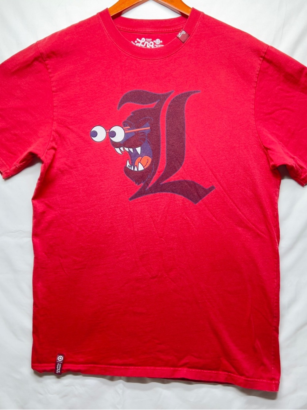 LG Red Graphic Tee with White Logo Print